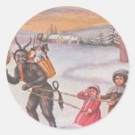 Krampus Stealing Toys & Children Ronde Sticker (Voorkant)