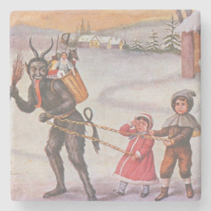 Krampus Stealing Toys & Children Stenen Onderzetter