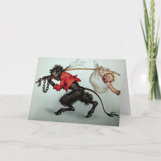 Krampus steelt Baby-Kaart Feestdagen Kaart (Voorkant)