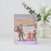 Krampus steelt speelgoed en kinderen briefkaart (Staand voorkant)