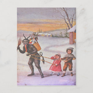 Krampus steelt speelgoed en kinderen briefkaart