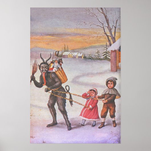 Krampus steelt speelgoed en kinderen poster (Voorkant)