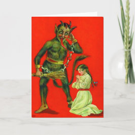 Krampus straft een stout meisje feestdagen kaart