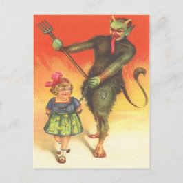 Krampus straft kind briefkaart