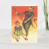 Krampus straft kind feestdagen kaart (Voorkant)