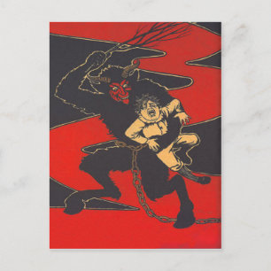 Krampus straft kind met roeispaan briefkaart