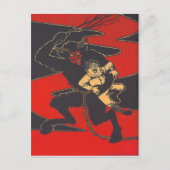 Krampus straft kind met schakelaar briefkaart (Voorkant)