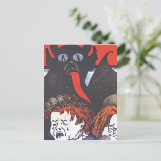 Krampus straft kinderen briefkaart (Staand voorkant)
