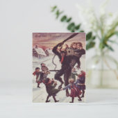 Krampus straft kinderen Sneeuw Briefkaart (Staand voorkant)