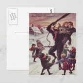 Krampus straft kinderen Sneeuw Briefkaart (Voorkant / Achterkant)