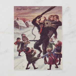 Krampus straft kinderen Sneeuw Briefkaart