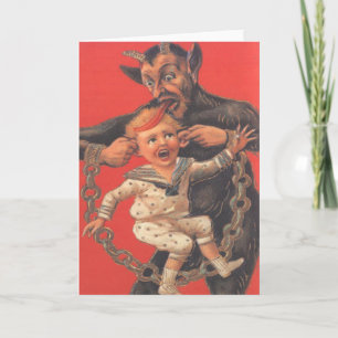 Krampus straft kleine jongen feestdagen kaart