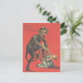 Krampus straft meisje briefkaart (Staand voorkant)