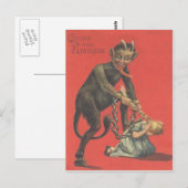 Krampus straft meisje briefkaart (Voorkant / Achterkant)