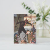 Krampus straft ontvoering kinderen winter briefkaart (Staand voorkant)