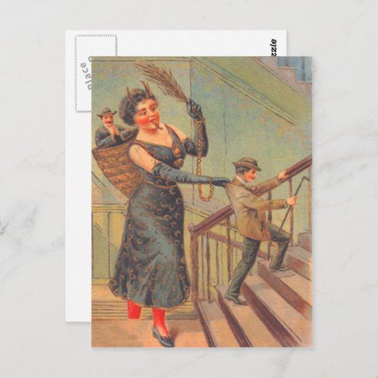 Krampus straft slecht Man Briefkaart (Voorkant / Achterkant)