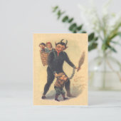 Krampus straft stout kind briefkaart (Staand voorkant)
