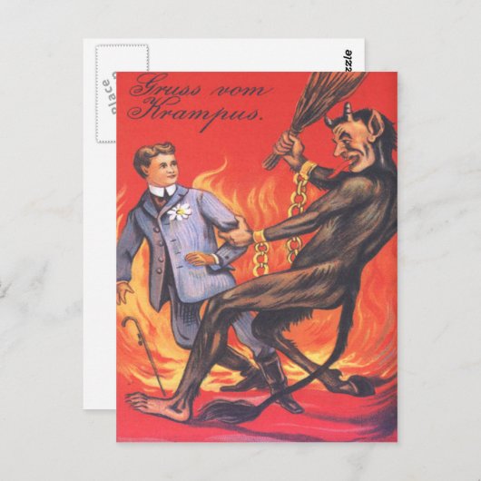 Krampus straft volwassene briefkaart (Voorkant / Achterkant)