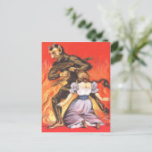 Krampus straft vrouw briefkaart (Staand voorkant)