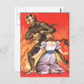 Krampus straft vrouw briefkaart (Voorkant / Achterkant)