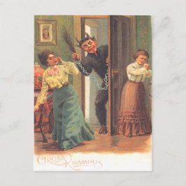 Krampus straft vrouwen briefkaart
