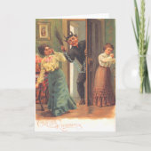 Krampus straft vrouwen feestdagen kaart (Voorkant)