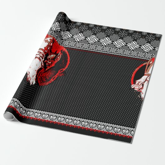 Krampus Sweater Wrapping Paper Cadeaupapier (Uitgerold)