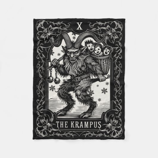 Krampus Tarot Card Design Christmas Season Evil Pa Fleece Deken (Voorkant)