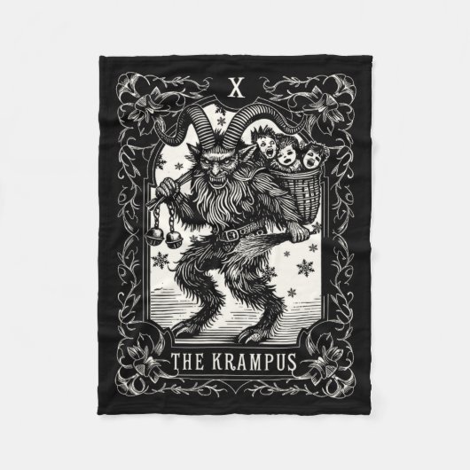 Krampus Tarot Card Design Christmas Season Evil Pa Fleece Deken (Voorkant)