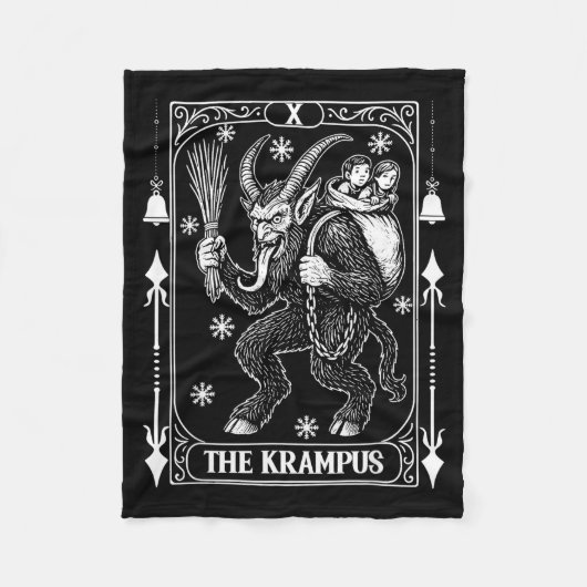 Krampus Tarot Card Design Christmas Season Evil Pa Fleece Deken (Voorkant)