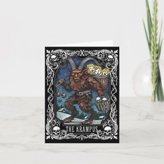 Krampus Tarot Card Design Christmas Season Evil Pa Kaart (Voorkant)