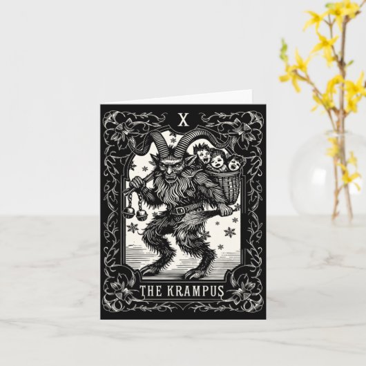 Krampus Tarot Card Design Christmas Season Evil Pa Kaart (Gele Bloem)