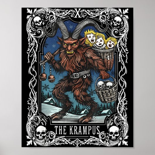 Krampus Tarot Card Design Christmas Season Evil Pa Poster (Voorkant)