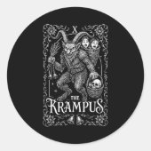 Krampus Tarot Card Design Christmas Season Evil Pa Ronde Sticker (Voorkant)