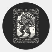 Krampus Tarot Card Design Christmas Season Evil Pa Ronde Sticker (Voorkant)