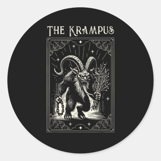 Krampus Tarot Card Design Christmas Season Evil Pa Ronde Sticker (Voorkant)
