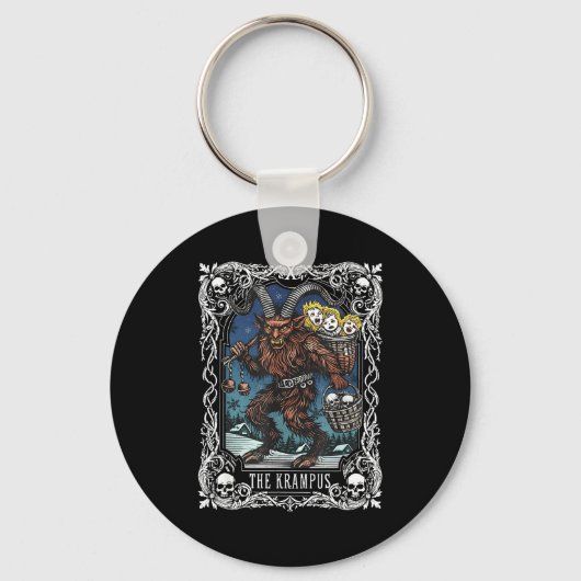 Krampus Tarot Card Design Christmas Season Evil Pa Sleutelhanger (Voorkant)