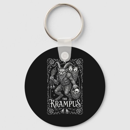 Krampus Tarot Card Design Christmas Season Evil Pa Sleutelhanger (Voorkant)