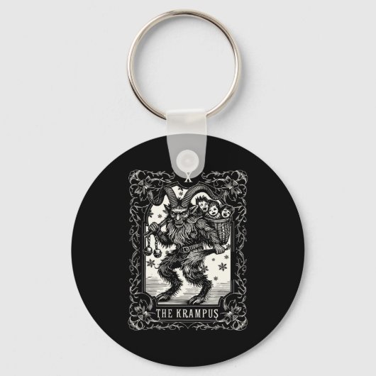 Krampus Tarot Card Design Christmas Season Evil Pa Sleutelhanger (Voorkant)