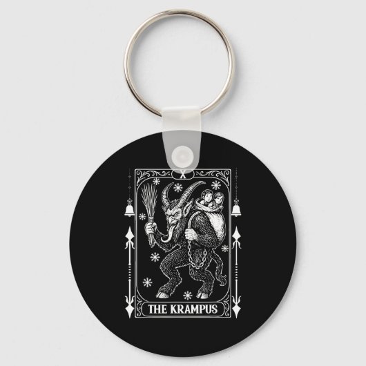 Krampus Tarot Card Design Christmas Season Evil Pa Sleutelhanger (Voorkant)
