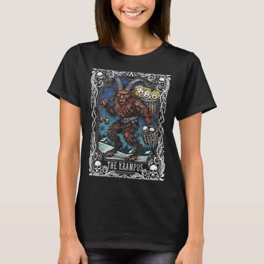 Krampus Tarot Card Design Christmas Season Evil Pa T-shirt (Voorkant)