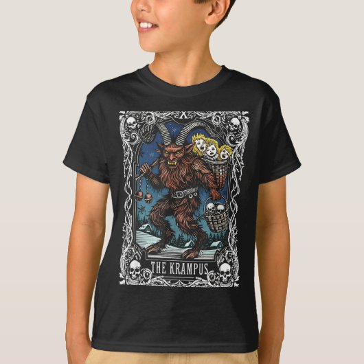 Krampus Tarot Card Design Christmas Season Evil Pa T-shirt (Voorkant)