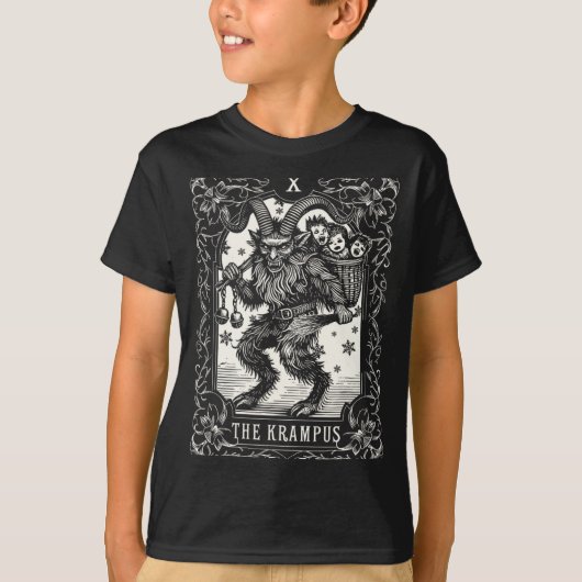 Krampus Tarot Card Design Christmas Season Evil Pa T-shirt (Voorkant)