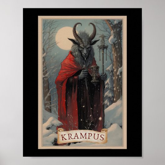 Krampus Tarot Kaart Design Xmas Hail Santa Kerstmi Poster (Voorkant)