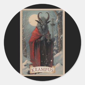 Krampus Tarot Kaart Design Xmas Hail Santa Kerstmi Ronde Sticker