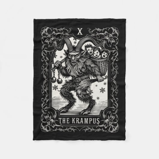 Krampus Tarot Kaart Ontwerp Kerstseizoen Evil Pa Fleece Deken (Voorkant)