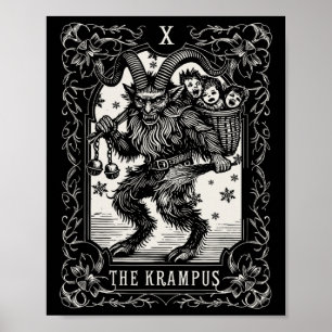 Krampus Tarot Kaart Ontwerp Kerstseizoen Evil Pa Poster