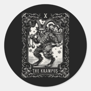 Krampus Tarot Kaart Ontwerp Kerstseizoen Evil Pa Ronde Sticker
