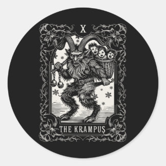 Krampus Tarot Kaart Ontwerp Kerstseizoen Evil Pa Ronde Sticker