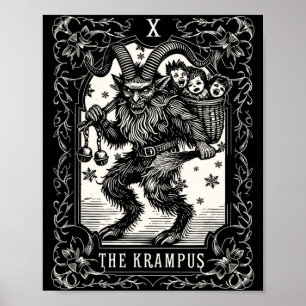 Krampus Tarotkaart Ontwerp Kerstseizoen Kwaad Pa Poster